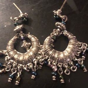 Funky boho Indian silver earrings